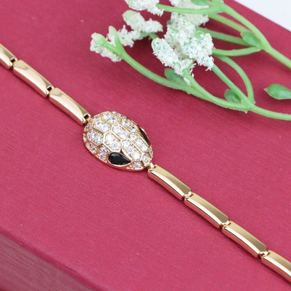 "Rose Gold Snake Head Bracelet with Sparkling Crystals, XPBL1030